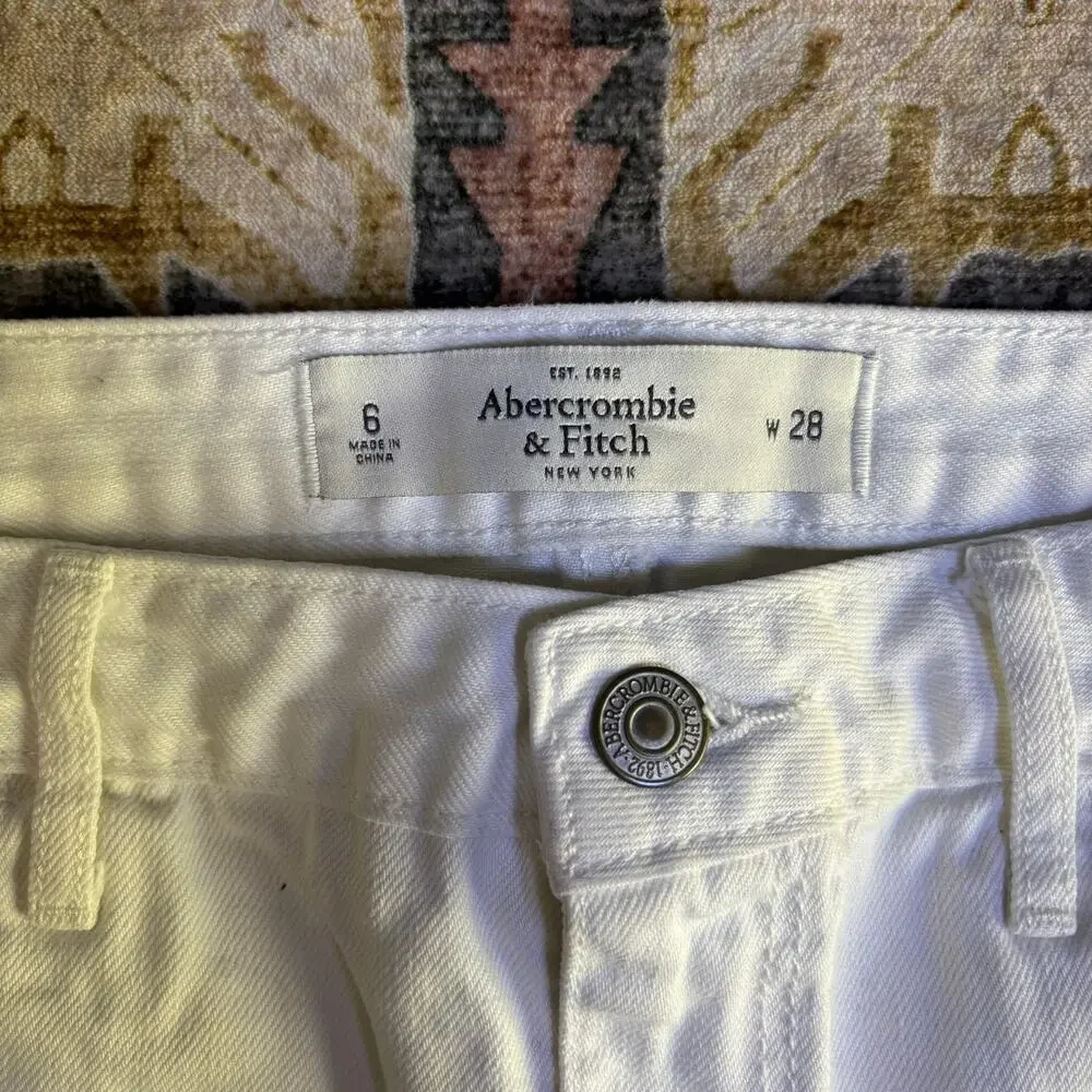 Abercrombie and Fitch Micro Mini White Denim Jean Skirt Early 2000s Y2k Size 6 - Picture 3 of 10